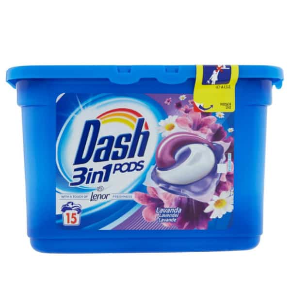 Kapsule na pranie Dash 3 v 1 Lavanda 15 pracích dávok